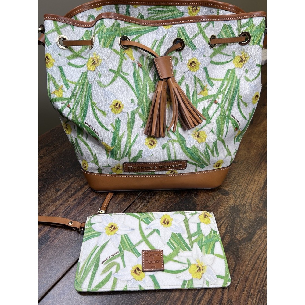 Dooney & Bourke Floral Bucket Bag with Drawstring, Shoulder Strap & Wristlet